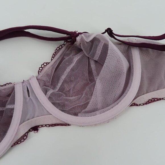 Victorias Secret 32DDD Body By Victoria Unlined Demi Underwire Purple Lace Bra - Picture 10 of 15